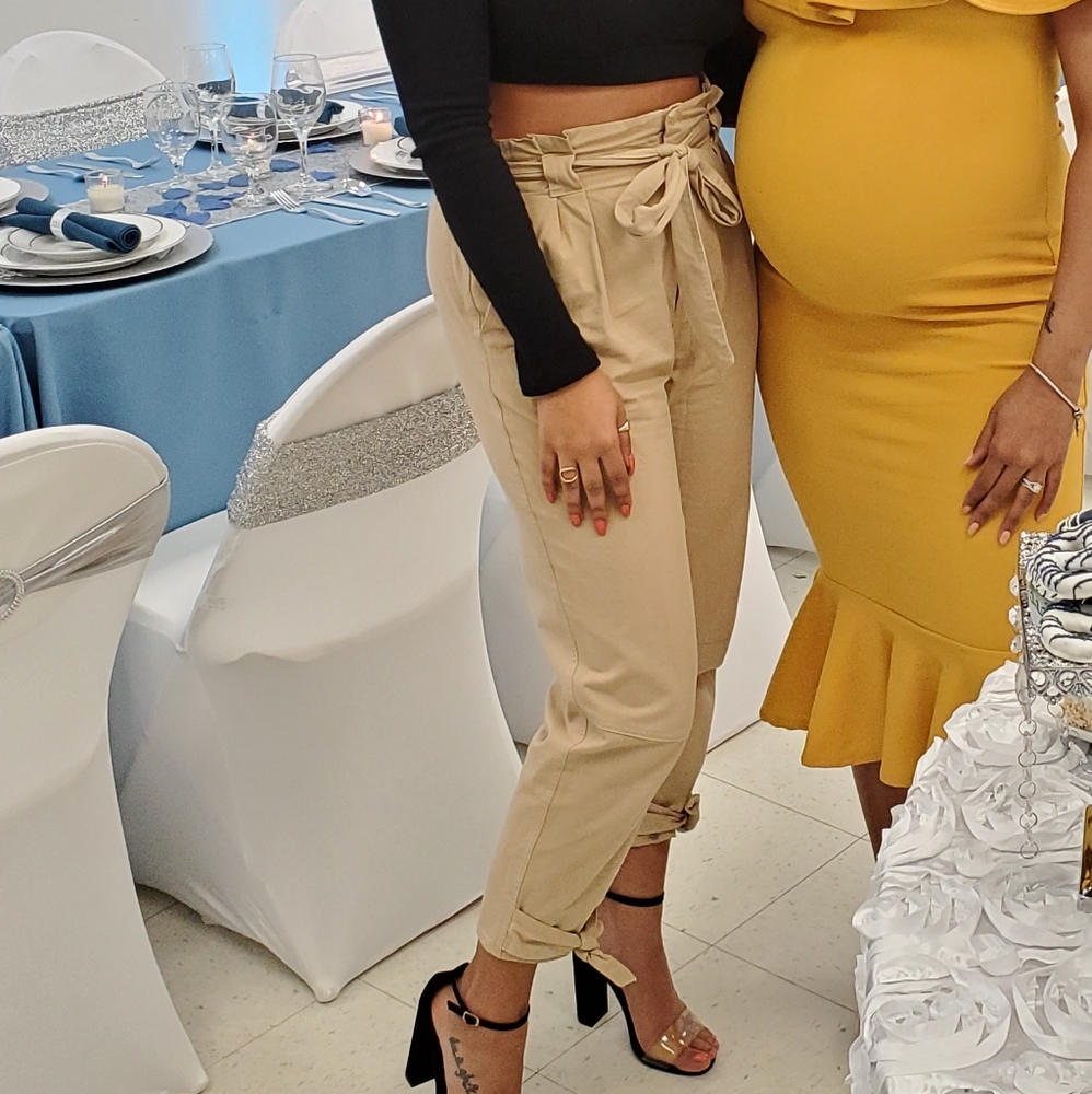 Cropped Paper bag Trousers
